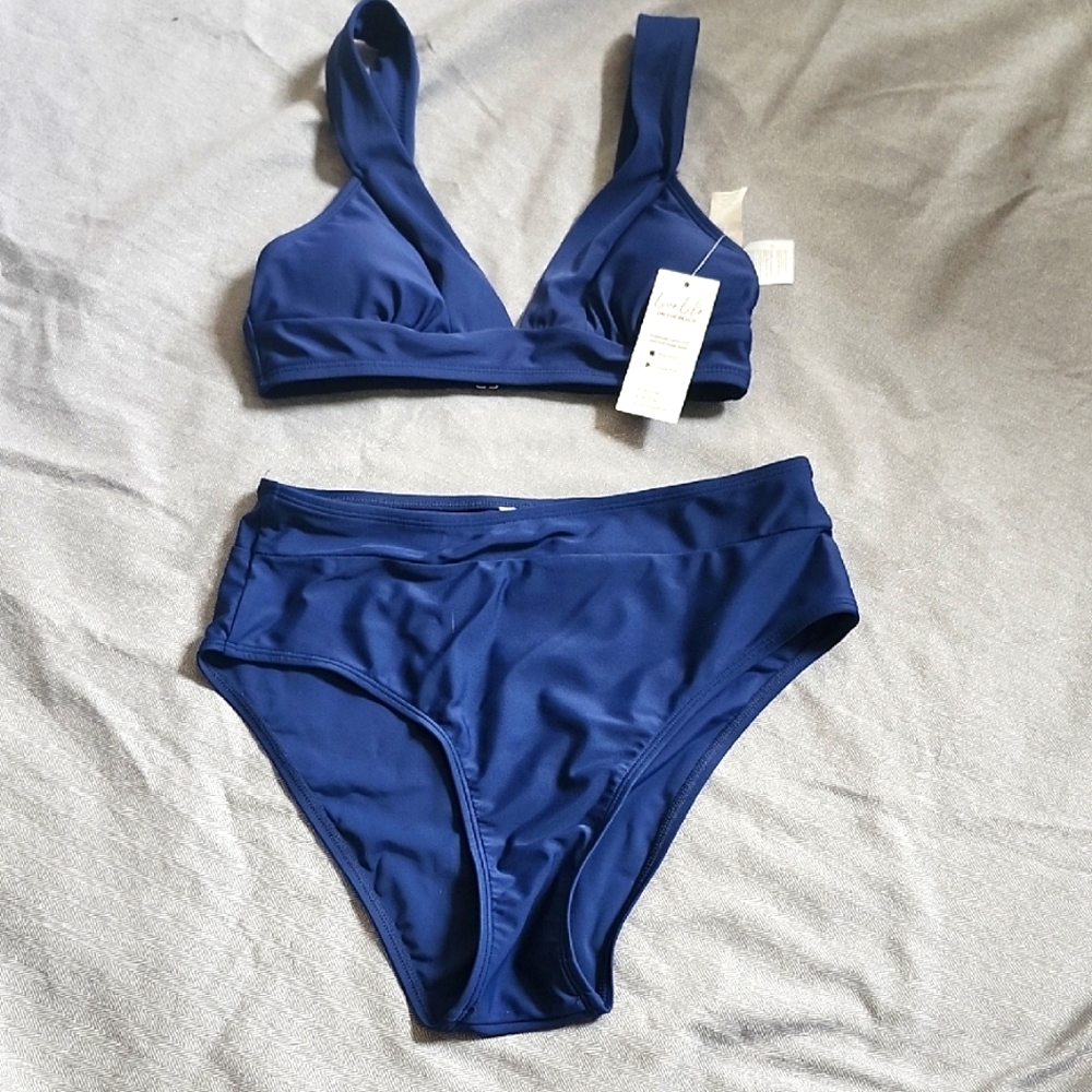 Cupshe Women's Blue Swimwear Set 2 PIECE
